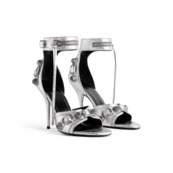 Sandali Cagole 110 Mm Metallizzati da Donna in Argento