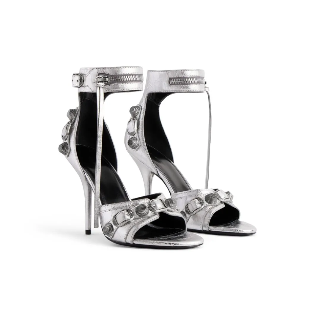Sandali Cagole 110 Mm Metallizzati da Donna in Argento