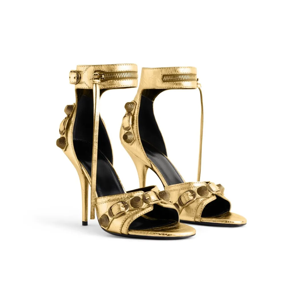 Sandali Cagole 110 Mm Metallizzati da Donna in Oro