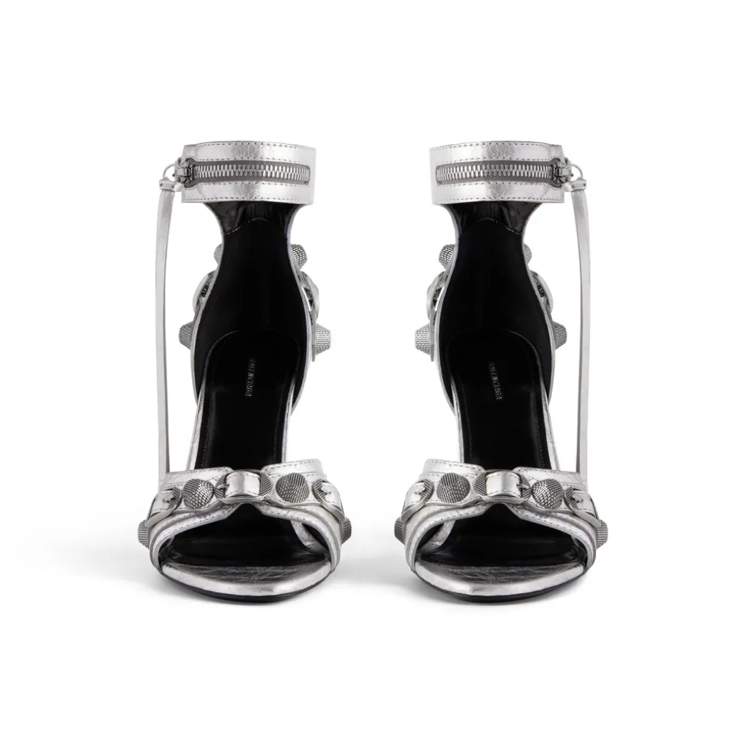 Sandali Cagole 110 Mm Metallizzati da Donna in Argento