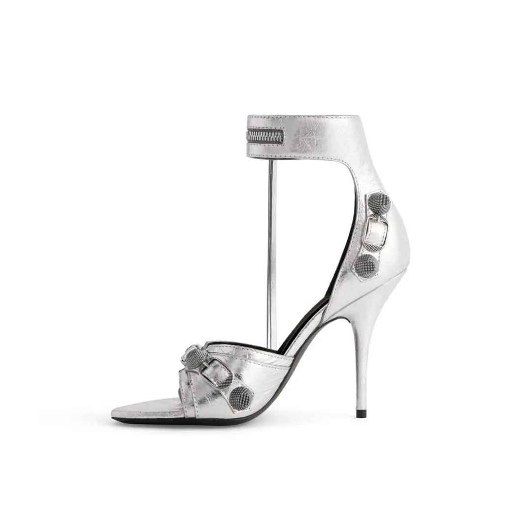 Sandali Cagole 110 Mm Metallizzati da Donna in Argento
