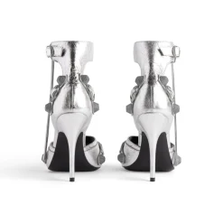 Sandali Cagole 110 Mm Metallizzati da Donna in Argento
