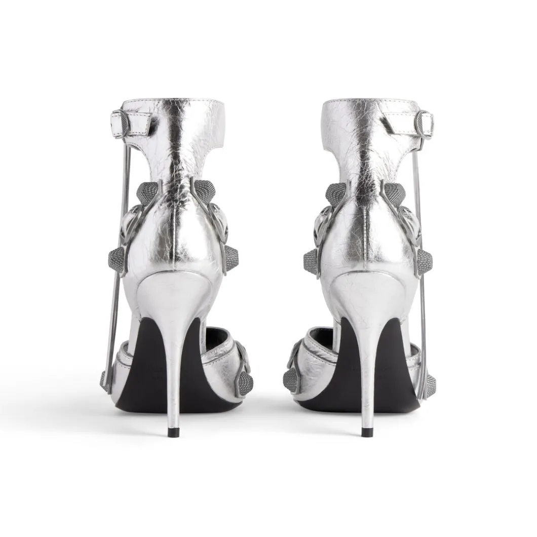 Sandali Cagole 110 Mm Metallizzati da Donna in Argento