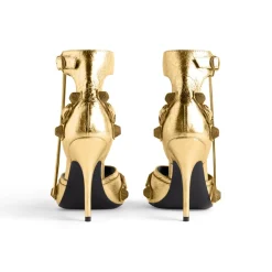 Sandali Cagole 110 Mm Metallizzati da Donna in Oro