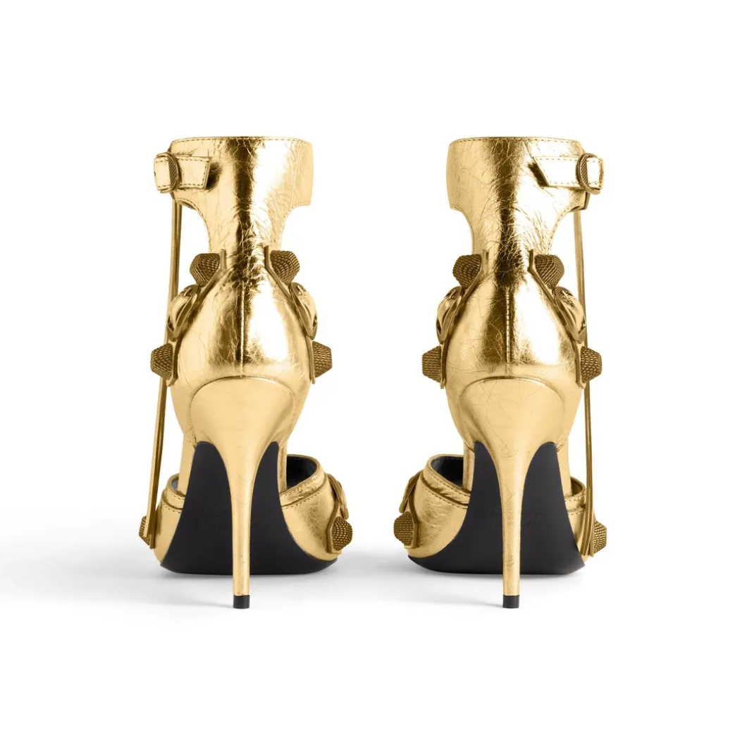 Sandali Cagole 110 Mm Metallizzati da Donna in Oro
