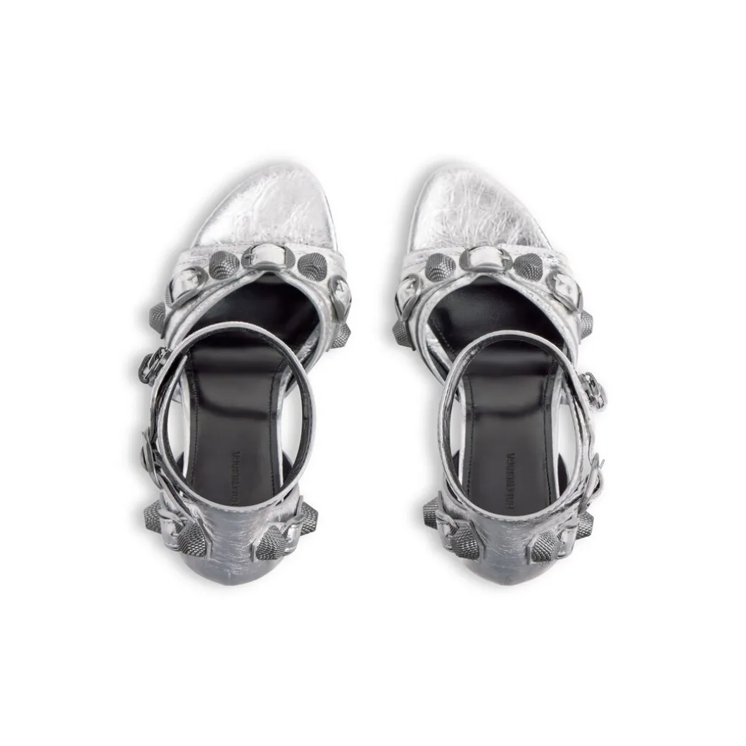 Sandali Cagole 110 Mm Metallizzati da Donna in Argento