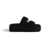 Sandali Con Zeppa Furry da Donna in Nero