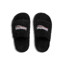 Sandali Con Zeppa Furry da Donna in Nero