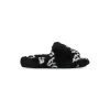 Sandali Furry Slide Allover Logo da Donna in Nero