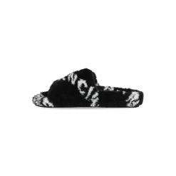 Sandali Furry Slide Allover Logo da Donna in Nero