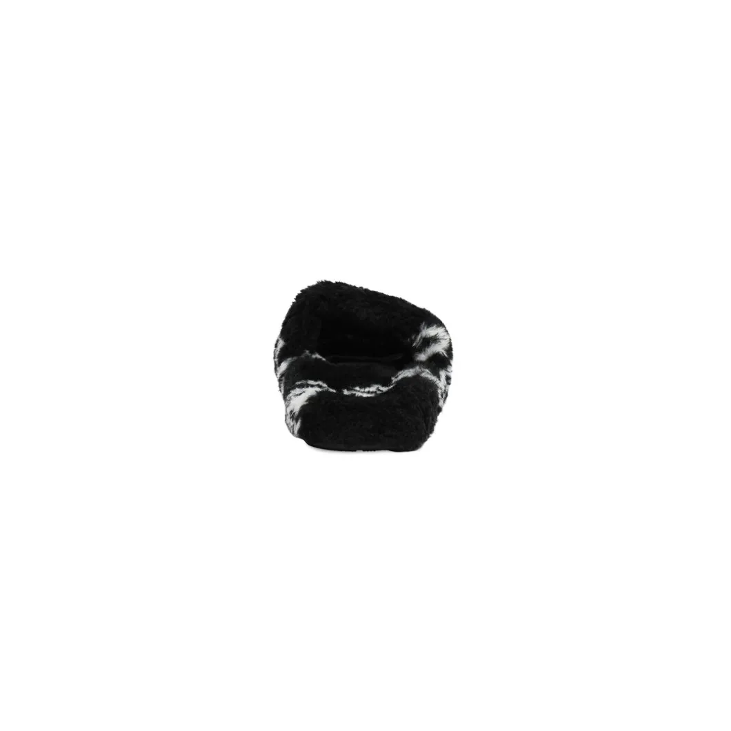 Sandali Furry Slide Allover Logo da Donna in Nero