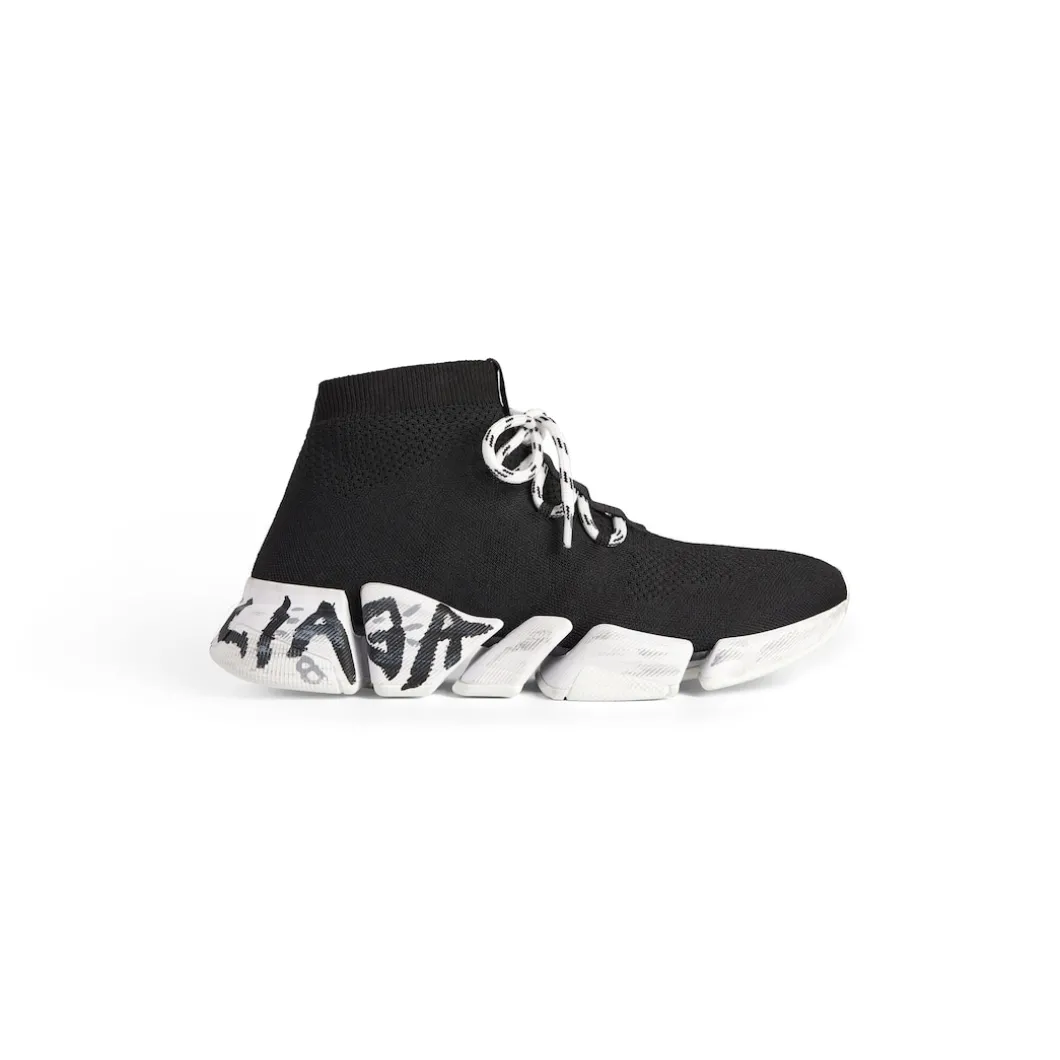 Sneaker Speed 2.0 Lace-up Graffiti In Maglia Riciclata da Donna in Nero