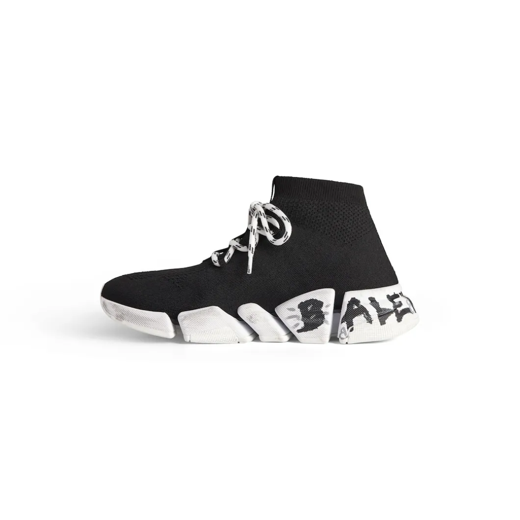 Sneaker Speed 2.0 Lace-up Graffiti In Maglia Riciclata da Donna in Nero