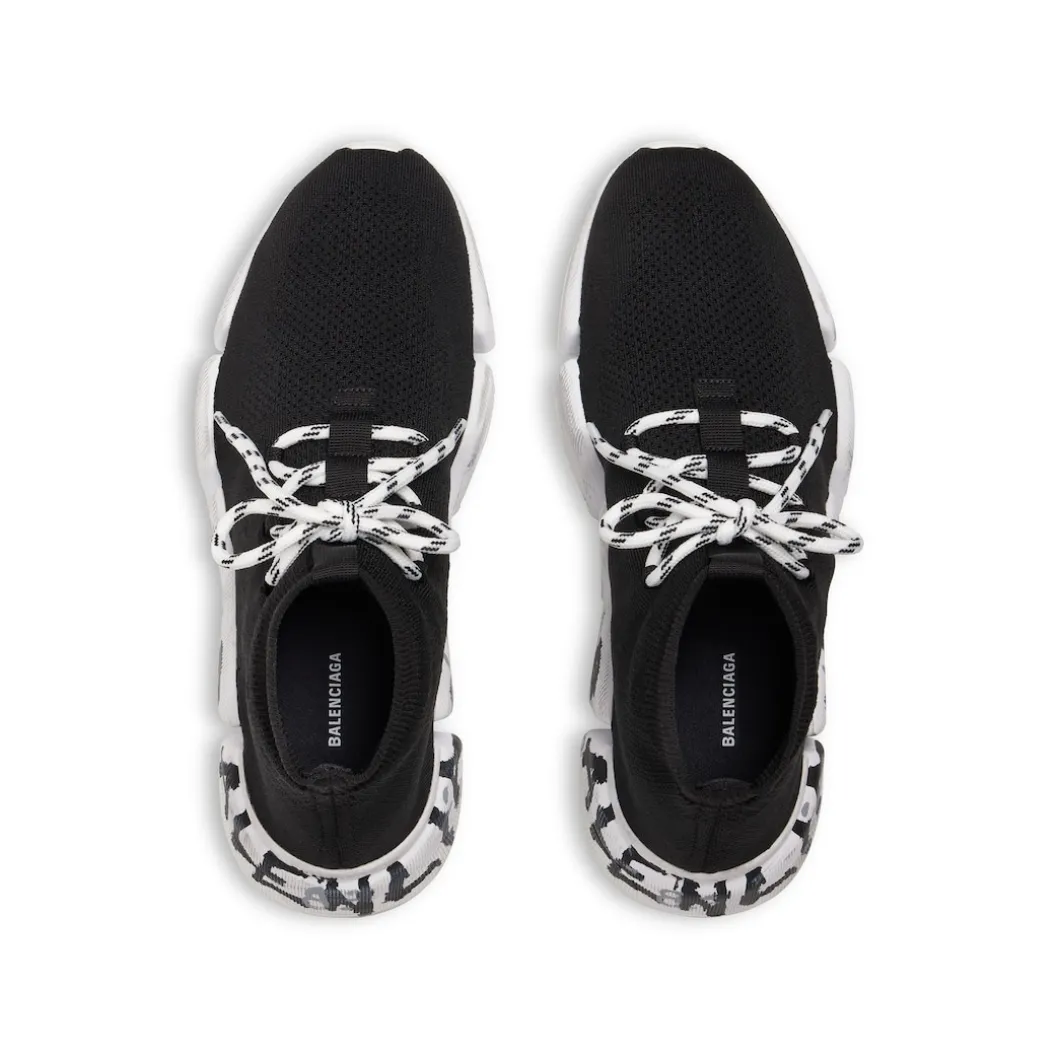 Sneaker Speed 2.0 Lace-up Graffiti In Maglia Riciclata da Donna in Nero