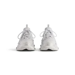 Sneaker Triple S Con Strass da Donna in Grigio Chiaro
