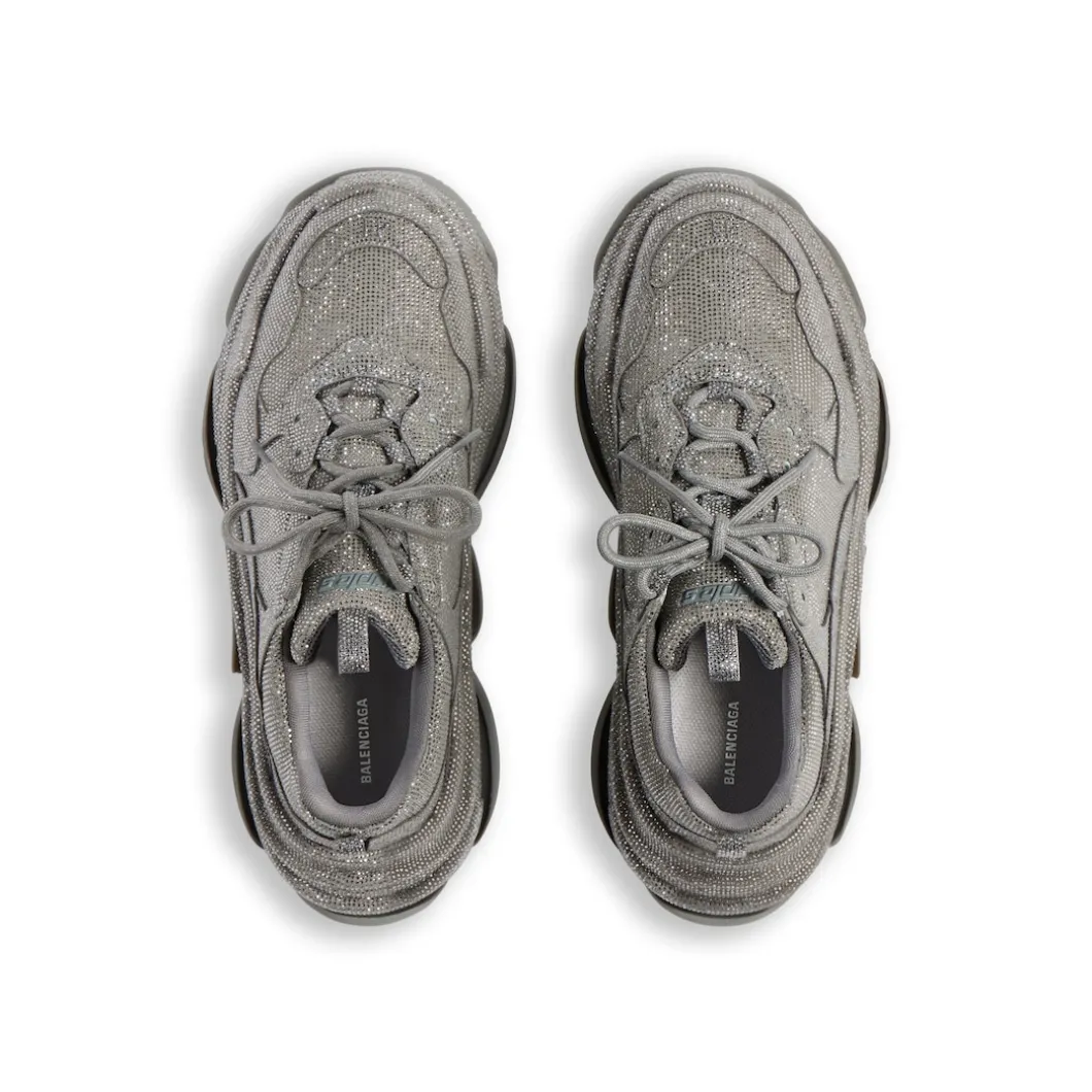Sneaker Triple S Con Strass da Donna in Grigio Scuro