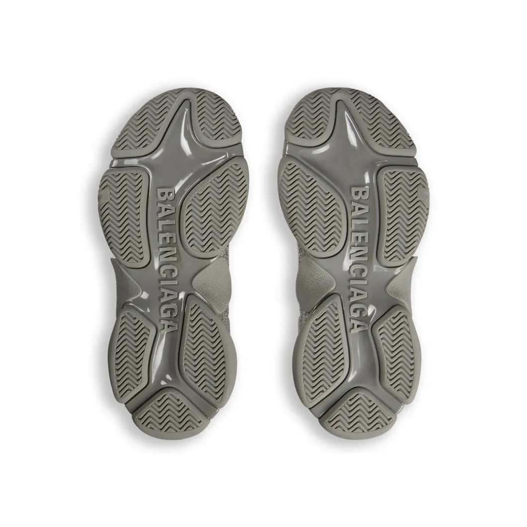 Sneaker Triple S Con Strass da Donna in Grigio Scuro