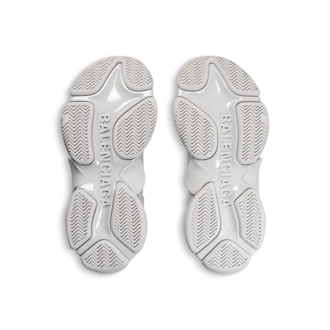 Sneaker Triple S Con Strass da Donna in Grigio Chiaro