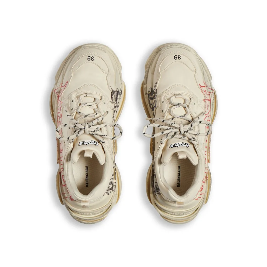 Sneaker Triple S Diy Metal da Donna in Bianco/rosso/nero