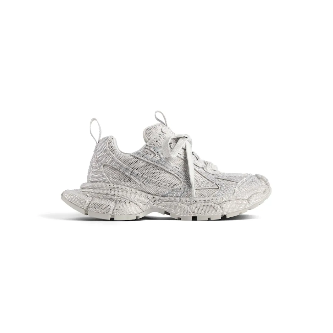 Sneaker 3xl Con Strass da Donna in Grigio Chiaro