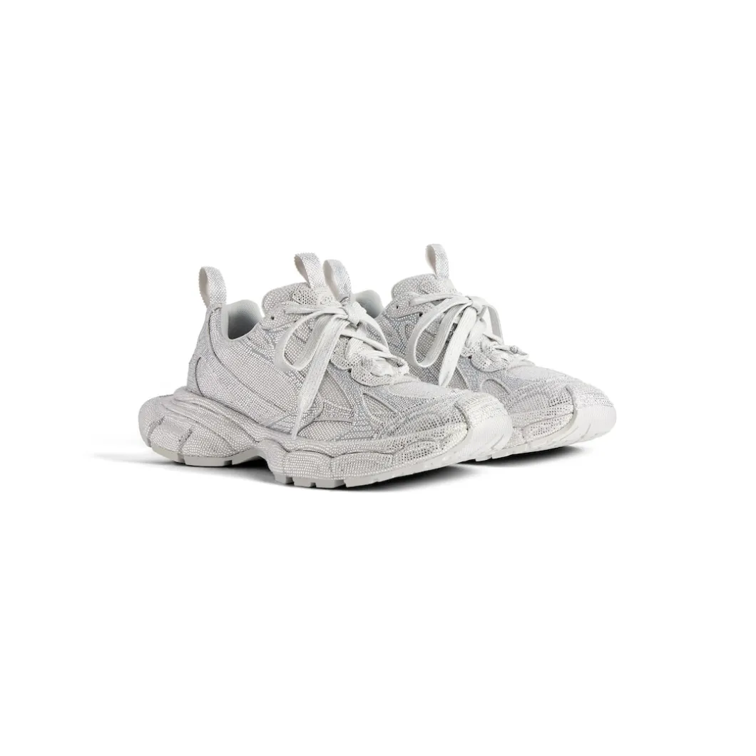 Sneaker 3xl Con Strass da Donna in Grigio Chiaro