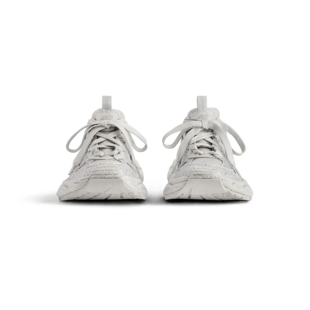 Sneaker 3xl Con Strass da Donna in Grigio Chiaro