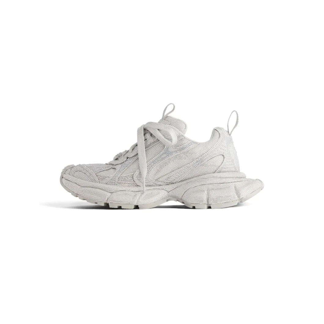 Sneaker 3xl Con Strass da Donna in Grigio Chiaro