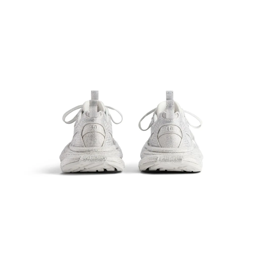 Sneaker 3xl Con Strass da Donna in Grigio Chiaro