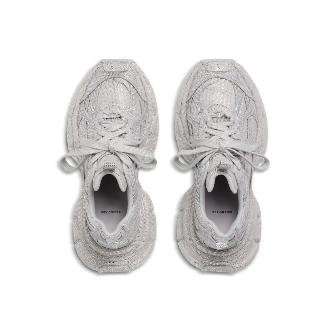 Sneaker 3xl Con Strass da Donna in Grigio Chiaro
