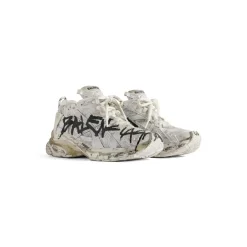Sneakers Runner Graffiti da Donna in Bianco