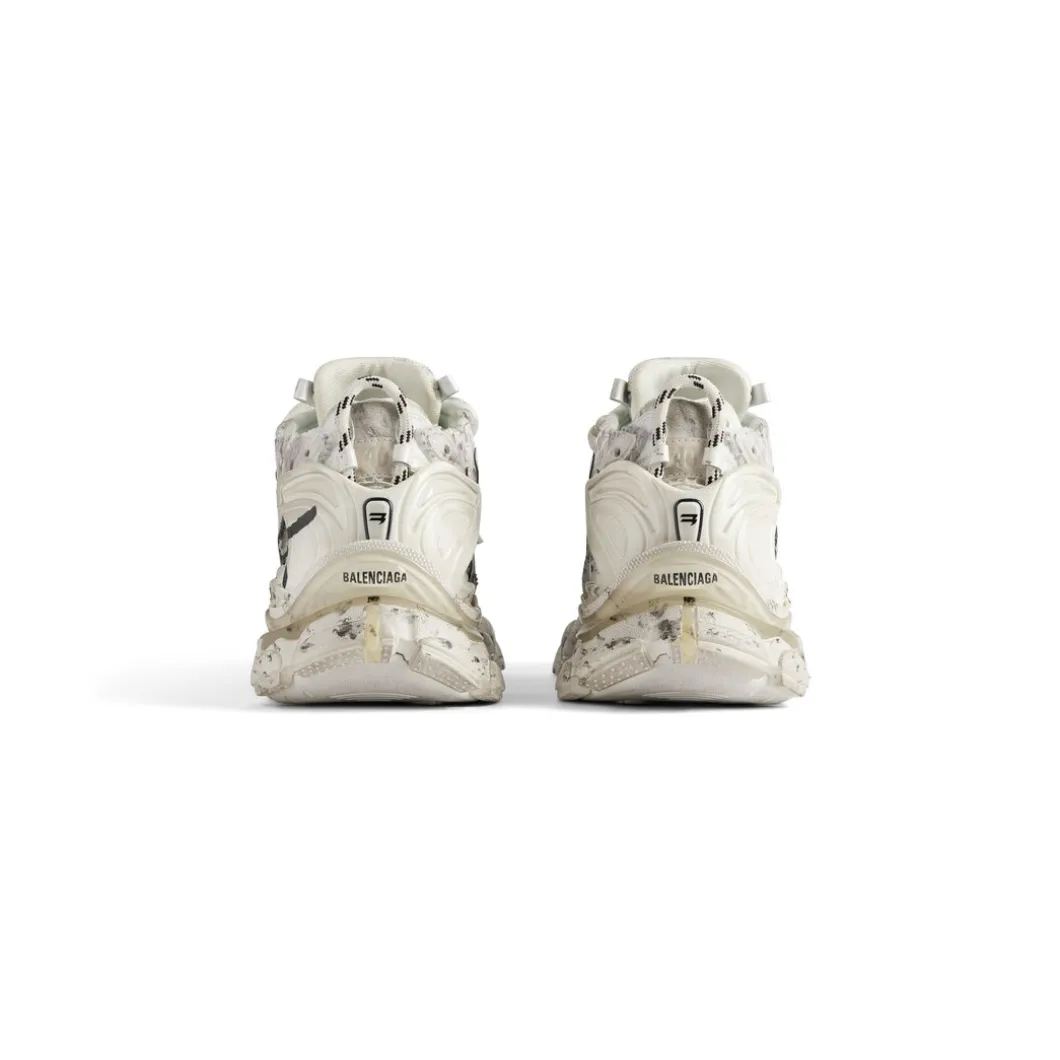 Sneakers Runner Graffiti da Donna in Bianco