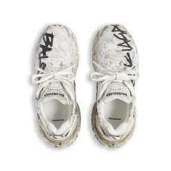 Sneakers Runner Graffiti da Donna in Bianco