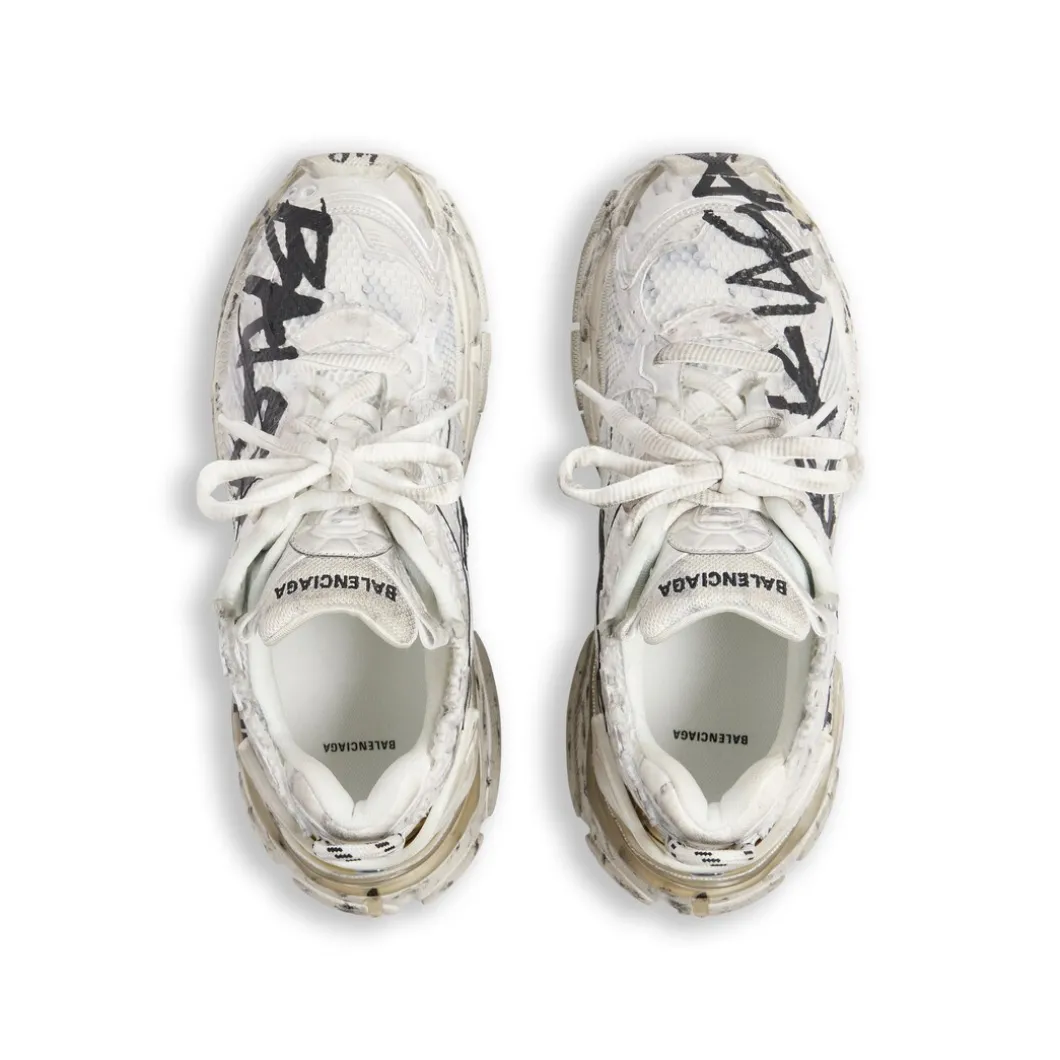 Sneakers Runner Graffiti da Donna in Bianco