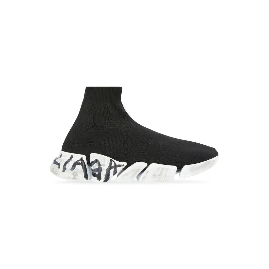 Sneakers Speed 2.0 Graffiti In Maglia Riciclata da Donna in Nero