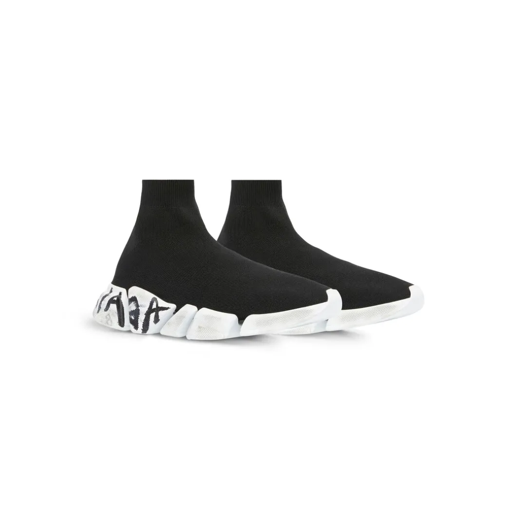 Sneakers Speed 2.0 Graffiti In Maglia Riciclata da Donna in Nero