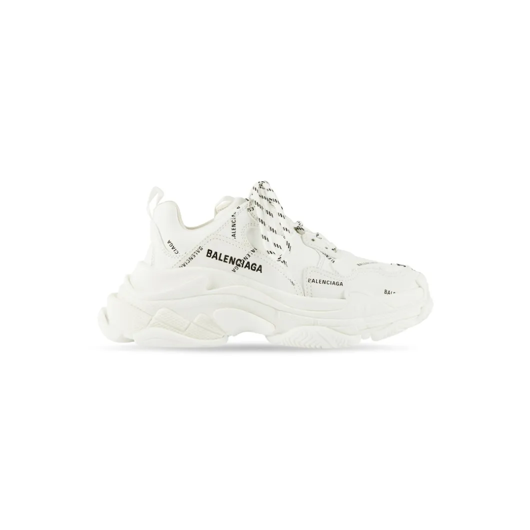 Sneakers Triple S Allover Logo da Donna in Bianco