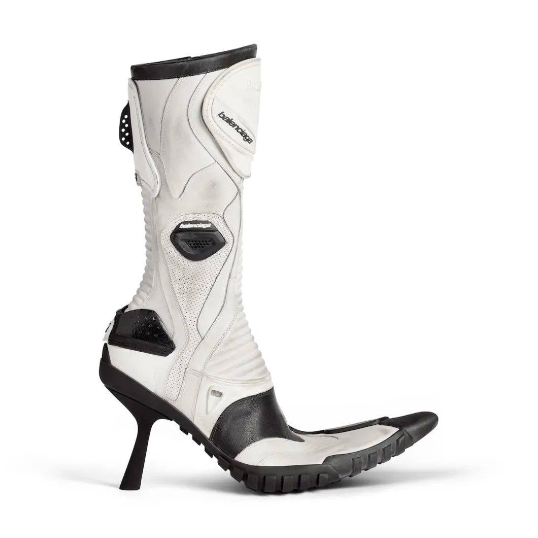 Stivaletti Biker 90 Mm da Donna in Bianco/beige/nero
