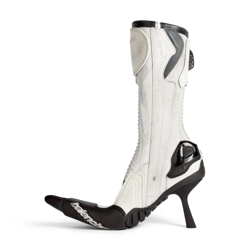 Stivaletti Biker 90 Mm da Donna in Bianco/beige/nero