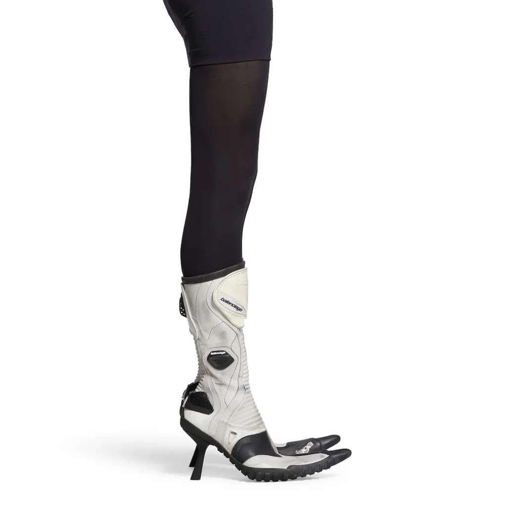 Stivaletti Biker 90 Mm da Donna in Bianco/beige/nero