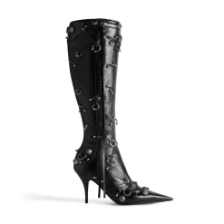 Stivali Cagole 90 Mm Con Piercing  da Donna in Nero