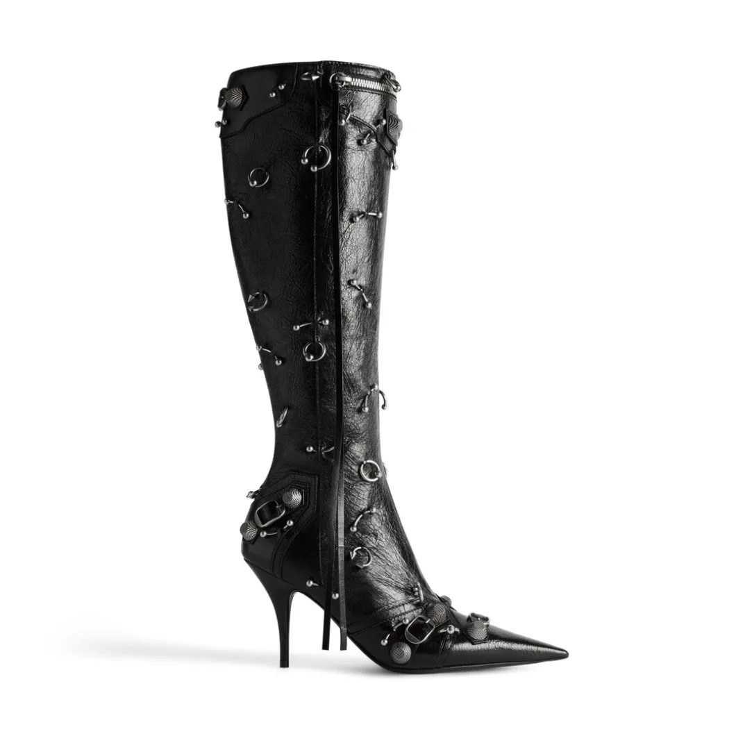 Stivali Cagole 90 Mm Con Piercing da Donna in Nero
