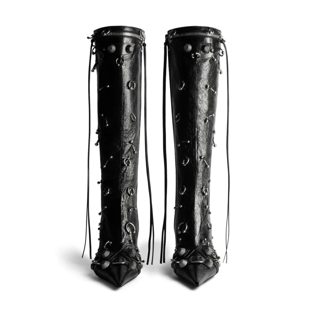 Stivali Cagole 90 Mm Con Piercing da Donna in Nero