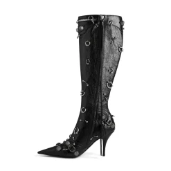 Stivali Cagole 90 Mm Con Piercing da Donna in Nero