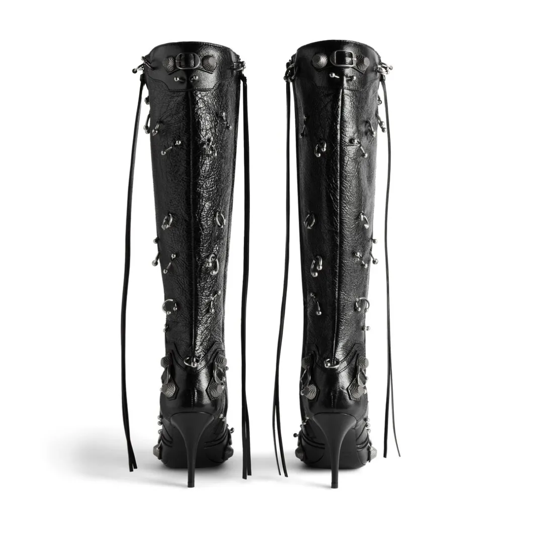 Stivali Cagole 90 Mm Con Piercing da Donna in Nero