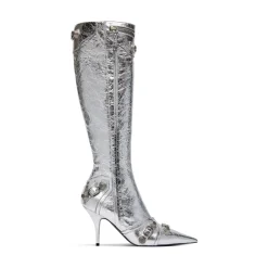 Stivali Cagole 90 Mm Metallizzati  da Donna in Argento