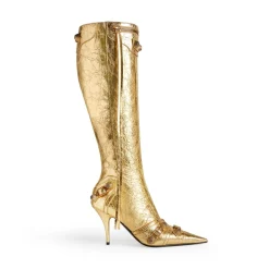 Stivali Cagole 90 Mm Metallizzati da Donna in Oro