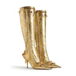 Stivali Cagole 90 Mm Metallizzati  da Donna in Oro