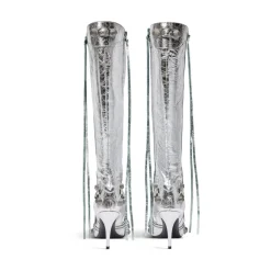 Stivali Cagole 90 Mm Metallizzati  da Donna in Argento
