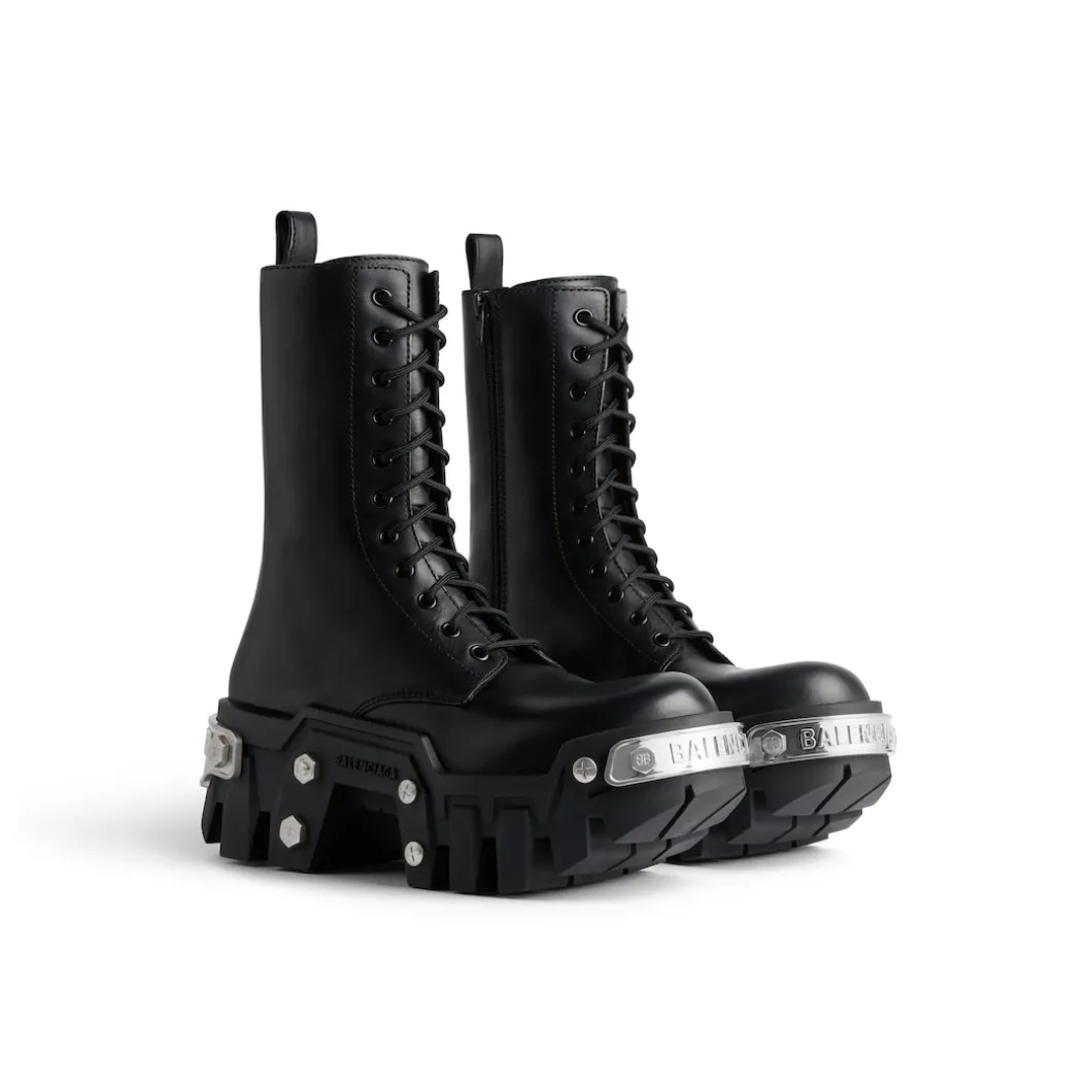 Stivali Con Lacci Bulldozer da Donna in Nero