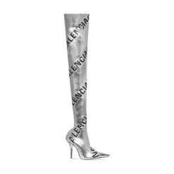 Stivali Over-the-knee Knife 110 Mm Allover Logo da Donna in Argento